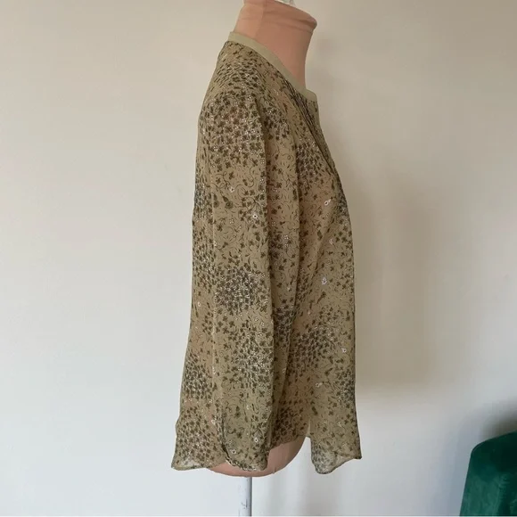Anthropologie Fei Cavorting Flora Silk Blooms Floral Pintuck Button Top Blouse 6 - Picture 5 of 10